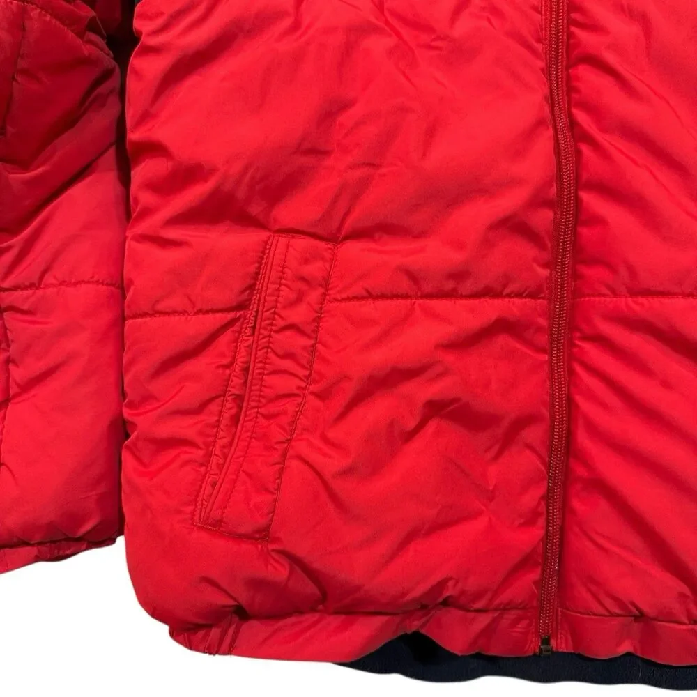 Nautica Kids Puffer Jacket Hooded Winter Coat Red Blue‎ Size L 12/14 Spell Out